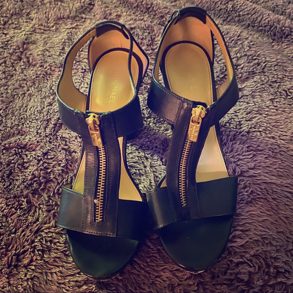 Michael Kors Black Zip Up Leather Heels
